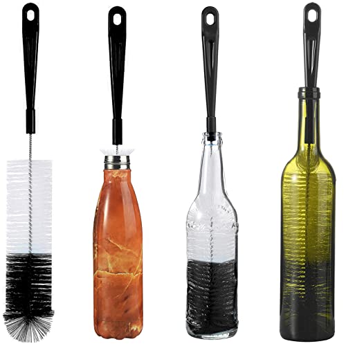 ALINK 16 inch Extra Long Black Bottle Cleaning Brush Cleaner for Washing Narrow Neck Beer/Wine/Thermos, Sport Well/Brewing Bottles/Hummingbird Feeder - color: Black