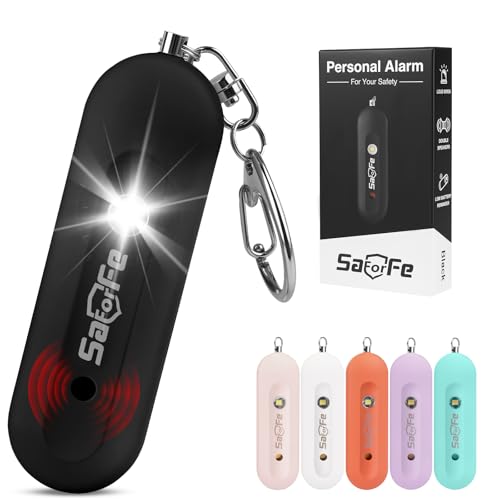 Personal Safety Alarm - Waterproof Rechargeable Security Alarm - 140dB Extra Loud Siren & Strobe Light - Self Defense Keychain - Gift for Women, Teenagers, College Girls, Seniors (Black)