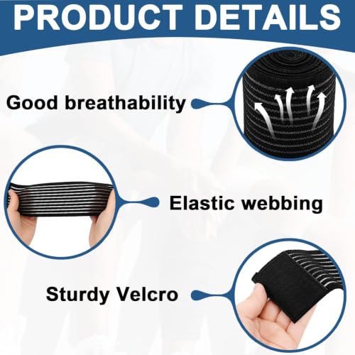 4 Pcs Calf Compression Sleeve, Adjustable Compression Wraps for Legs, Brace & Elastic Supports, Compression Bandage Wrap for Shin Splint Relief, Compression Calf Sleeves Men(Black)