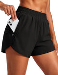 MAGCOMSEN Women's Running Athletic Shorts Zipper Pocket Quick Dry Liner - color: Black, size: X-Small
