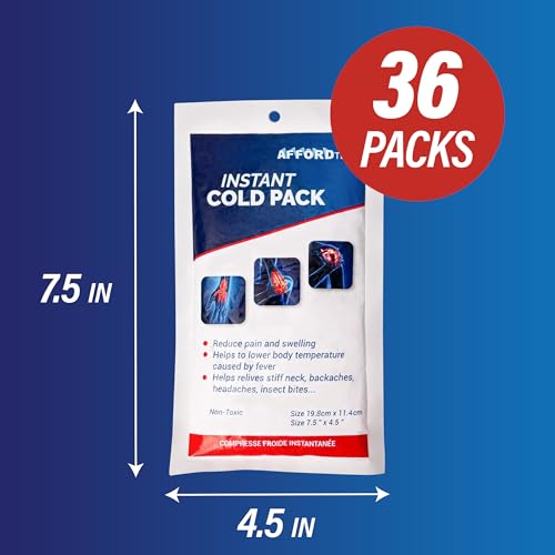 Instant Cold Pack, Disposable, Large, 7.5 x 4.5 Inches, Ice Packs for Pain Relief (36 per Pk) - color: 36 Per Pk