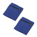 Wrist Wallet Wristband with Zipper, Wrist SweatBands - color: Sapphire Blue