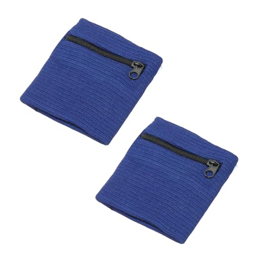 Wrist Wallet Wristband with Zipper, Wrist SweatBands - color: Sapphire Blue
