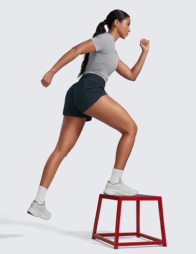 CRZ YOGA High Waisted Running Shorts 2.5" - color: True Navy, size: X-Large