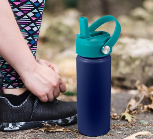 RRegeny Straw Lid for Hydro Flask Wide Mouth 32 40 oz, Lids with Flexible Handle compatible with HydroFlask, Replacement Sports Flex Cap Wide Mouth Top - color: Laguna Blue