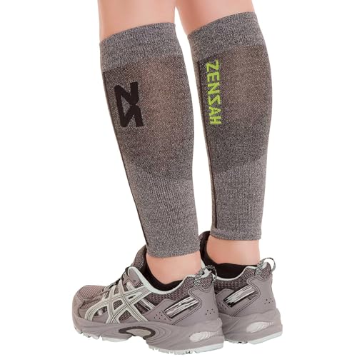 Zensah Featherweight Compression Leg Sleeves - Relieve Shin Splints, Calf Strains - color: Heather Grey, size: Medium