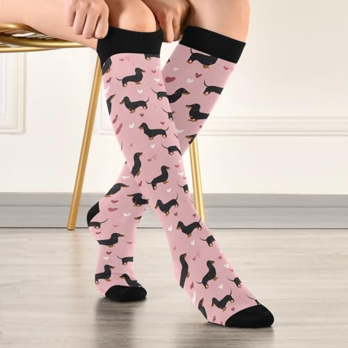 Wusikd Cats Compression Socks for Women and Men Circulation Cute Long Socks for Athletic Running 1 - color: Dachshund