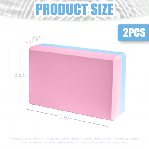 Septo 2 Pcs Yoga Blocks, 9x6x3 Inch Foam Blocks for Pilates - color: Blue-Pink
