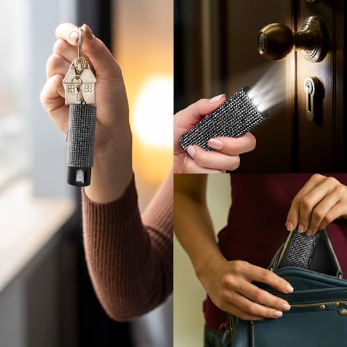 Guard Dog Security Bling It On Stun Gun and Pepper Spray for Self Defense, Fashionable Self-Defense Keychain Set for Women, Glow-in-the-Dark Actuator, 16-Ft Range, USB Rechargeable - color: Black