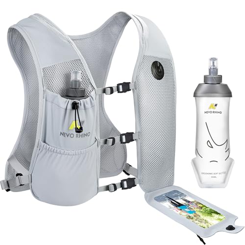 N NEVO RHINO Running Vest with 350ML TPU Soft Flask,Adjustable Chest Straps - color: Gray