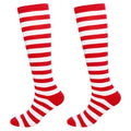 Gvhntk Knee High Striped Socks Long Thin Tube Sports Compression Socks Casual Stripe Tube Stockings for Running - color: Red and White