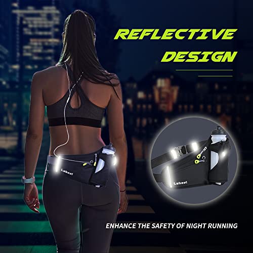 Labeol Waist Pack, Waterproof Hydration Belt with Water Bottle Holder, Adjustable Fanny Pack for Running, Hiking, Walking, Cycling, Black - color: Black