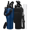 32 oz Vacuum Insulated Water Bottle, Fits Car Cup Holder – Leak Proof Mug - color: Navy Blue, size: 32 Ounces