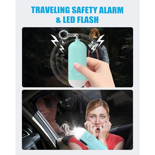 Personal Safety Alarm Strobe Light, 3 Pack Keychain Siren with Carabiner for Women, School Children, Night Runners. USB Rechargerable SOS Emergency Self Defense Alerts
