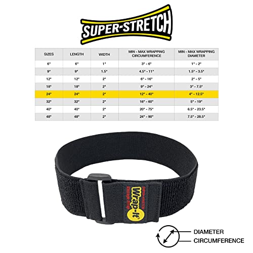 Super-Stretch Wrap-It Storage Straps - 24" (4 Pack) Black - color: Black, size: 24" (4 Pack)