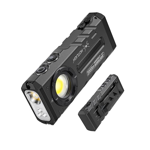 HOTLIGH Dual Power Rechargeable Flashlight - 2000 High Lumens EDC Flashlight with UV Inspection & RGB Light, Small Magnetic LED Flashlight for Outdoor, Travel, Work
