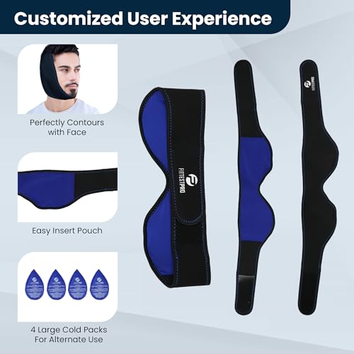 Fittest Pro Wisdom Teeth Ice Pack Head Wrap Jaw Ice Pack for Face Oral Surgery, 4 Hot Cold Gel Pack for TMJ, Tooth Extraction, Tonsillectomy Recovery - style: Jaw