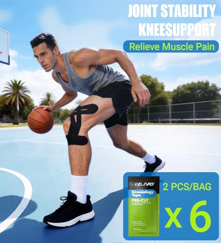 Precut Kinesiology Tape for Knees, 24 Pcs Individual Packaged (Black) - color: Black, size: 24PCS
