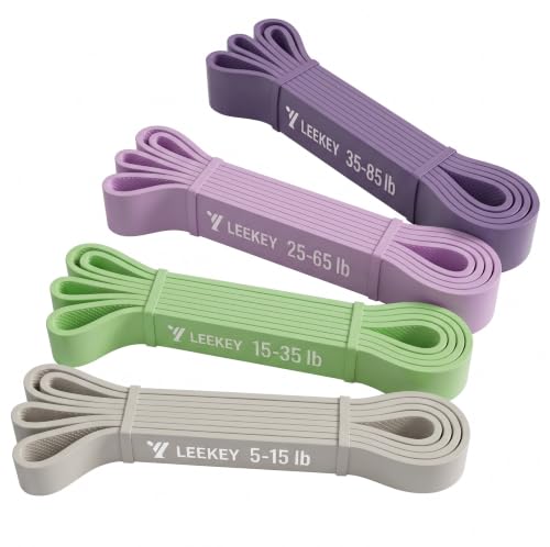 LEEKEY Resistance Bands Set for Pull Up Assistance & Exercise - color: Gray Purple