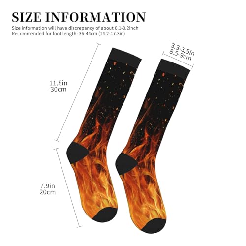 Compression Socks Knee High Circulation Support Socks For Women Men Athletic Running Hiking Cycling - color: Fire