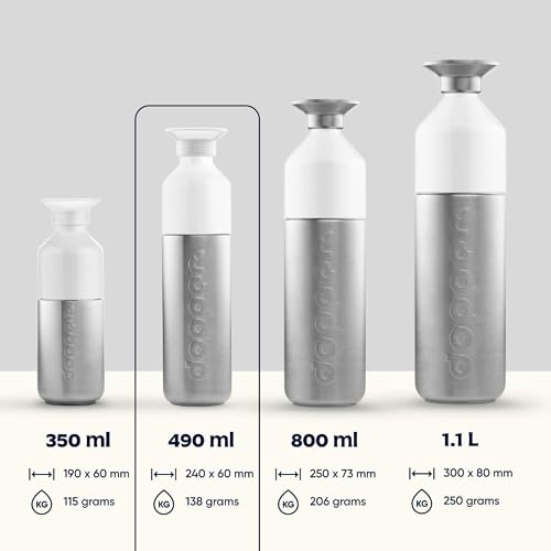 Preserve Dopper Stainless Steel Bottle, 90% Recycled, BPA-Free, 16.5oz - color: Steel
