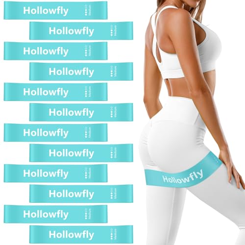 Hollowfly 12 Pcs Resistance Loop Bands for Booty Legs - color: Light Blue, style: Medium
