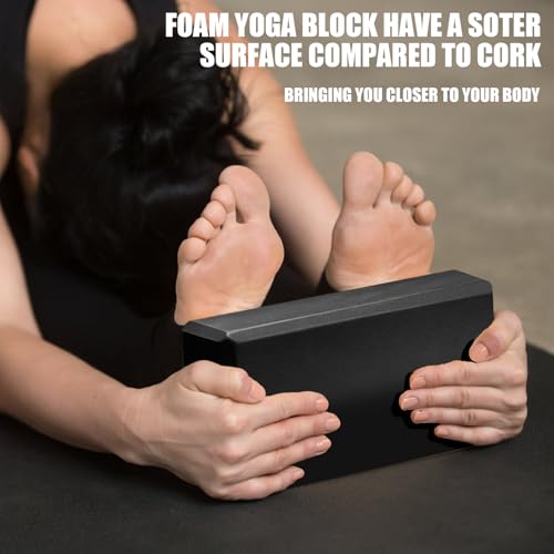 Septo 2 Pcs Yoga Blocks, 9x6x3 Inch Foam Blocks for Pilates - color: Black