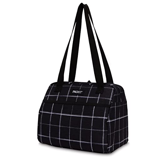 PackIt Freezable Hampton Lunch Bag, Black Grid - color: Black Grid