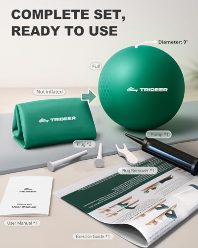 Trideer Exercise Ball for Rehabilitation with Guide, 9 Inch Pilates Ball - color: Green (with pump)
