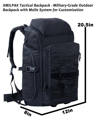 35L Tactical Backpack Military Rucksack MOLLE Quick-Access Flap EDC Pack for Hiking Camping Travel Work Bugout Emergency - color: Black