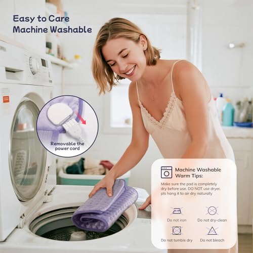 Heating Pad for Period Cramps, Upgraded Wrap Heating Pad for Back Pain Relief, Large 12''x 24''Heat Pad +26" Belt Adjustable 4 Timer 6 Heat Level Auto Shut Off, Christmas Birthday Gifts for Women Mom - color: Light Purple