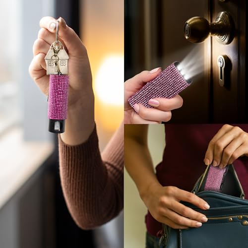 Guard Dog Security Bling It On Stun Gun and Pepper Spray for Self Defense, Fashionable Self-Defense Keychain Set for Women, Glow-in-the-Dark Actuator, 16-Ft Range, USB Rechargeable - color: Pink
