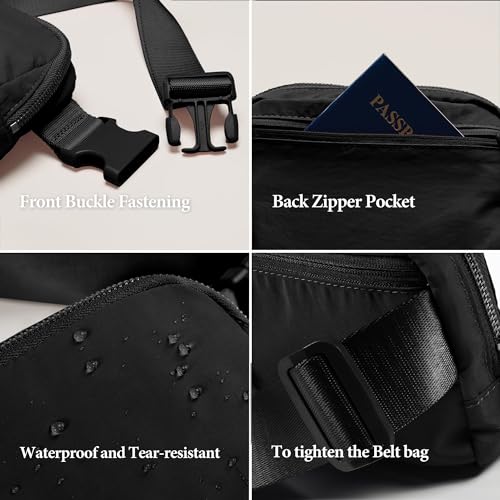 YOSHUYUKI Fanny Pack Crossbody Bag Trendy Waterproof Small Sling Cross Body Purse for Women Men Fashion Waist Packs Mini Belt Pouch Chest Bum Hip Bag Lulu Dupes for Travel Vacation Running Black - color: Black