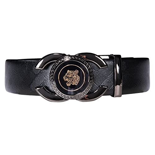 Dubulle Ratchet Belt for Men Leather Adjustable Designer Fashion Buckle - color: Back-to-back C's Tiger, size: Adjustable Fit 35" to 45" Waist