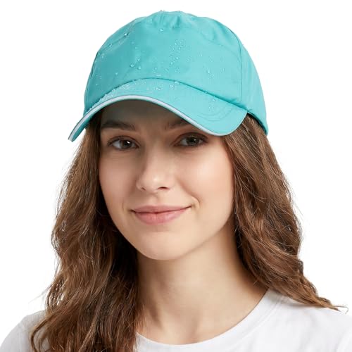 Waterproof Baseball Cap Running Hat Mens Womens Rain Hat Quick Dry Golf Hat with Sweatband Outdoor Breathable Sports Cap - color: Light Aqua