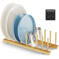 Bamboo Dish Drying Rack for Kitchen Organizer-Sturdy Plate Rack Organizer with Natural Bamboo,Dish Rack Holds Plates, Bowls, Cups & Cutting Boards-Dish Drying Rack for Countertop & Cabinets