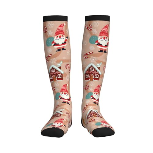 Compression Socks, Unisex 15-20 mmHg Knee High Support Socks - color: Gingerbread House