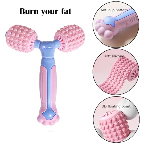 Ryoma Cat Paw Dual-Roller Massager, Portable Handheld Massage Roller, Muscle Kneading Sensation, Silicone Softness Comfortable Massage Tool, Suitable for Gifting and Personal Use