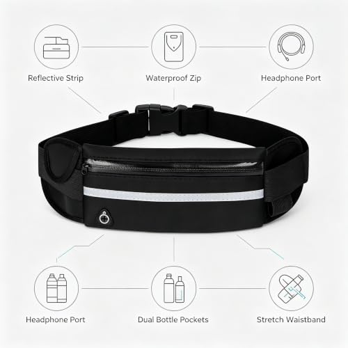 Running Belt Waist Pack,waterproof,Adjustable,elastic for Me&Women