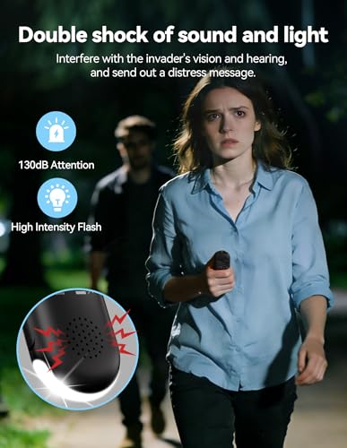 TECKNET Personal Safety Alarm, Rechargeable Personal Alarms for Women, 130dB Self Defense Keychain Alarm with Extra Loud Siren & Strobe Light , Gift for Women, College Girls, Teenagers, Seniors(Black) - color: Jet Black