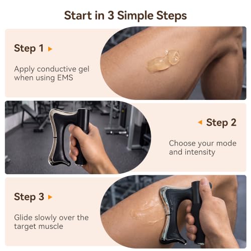 Heated Muscle Scraper Tool, Fascia Release Full Body Contouring Machine, Muscle Scraper Tool Features Modes: Vibration, Heat Therapy and Microcurrent, Fascia Instant Muscle Relaxation Soreness Relief - color: Black