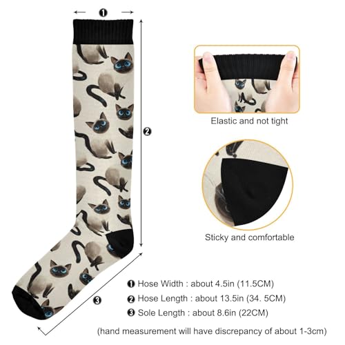 Wusikd Heartbeat Symbol Compression Socks for Women and Men Circulation Black Long Socks for Athletic Running 1 - color: Cat