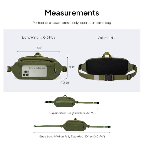 TOPEAST Waist Pack Large Capacity Fanny Pack with Water Bottle Pocket - color: Dark Green