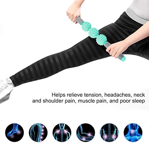 Muscle Roller Stick - Yoga Stick Muscle Roller Stick Cellulite Spiky Ball for Back Arms Shoulder Leg (Green) - color: Green
