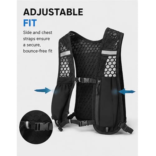 Running Vest Backpack, 120G Lightweight Running Pack with Phone Holder and Bottle Pocket, Reflective Adjustable Running Vest for Marathon, Hiking, Cycling, Men Women