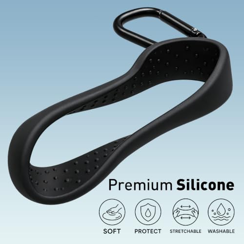 Water Bottle Carrier Hook Clip with Carabiner, 2 Pack Silicone Bottle Holder Fits 3.15-3.94 Inch Bottle Necks, Portable Hanging Hook for Outdoor Hiking Camping Travel