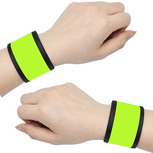 LED Glow Slap Bracelets Light Up Wristbands Flashing Arm Wrist Bands High Visibility Safety Gear Lights for Cycling Walking Running Concert Camping Outdoor Sports, Fits Women Men - color: 2 Pack - Yellow