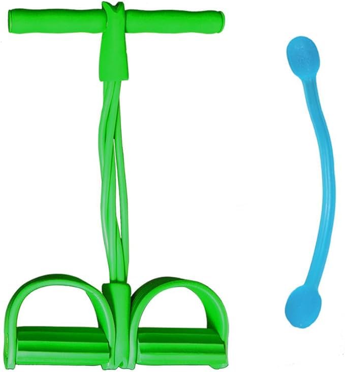 KEVENZ Pedal Resistance Band, 4-Tube Natural Latex Yoga Pedal Puller Resistance Band Comes with Elastic Pull Rope, Fitness Equipment for Abdomen, Waist, Arm, Yoga Stretching Slimming Training