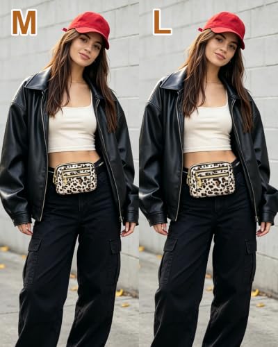 Capolo Fanny Packs for Women 4 Zip Pocket Crossbody Belt Bag Waist Bags - color: Leopard, size: Large