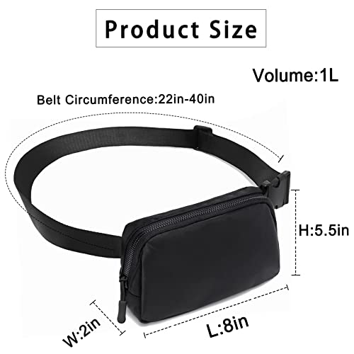 Amazerbst Belt Bag, Fanny Pack, Everywhere Belt Bag,40 Inch Adjustable Strap, for Women and Men,Waterproof - color: Black